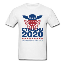 Cthulhu-Camiseta blanca de algodón para hombre, camisa con estampado de dibujos animados, el mayor de los dos evilos, Donald Trump, 2020 2024 - compra barato