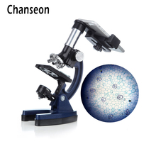 Chanseon microscópio x 600x 1200x, para crianças, presente para estudantes, armação de metal, lente óptica, suporte para microscópio biológico 2024 - compre barato