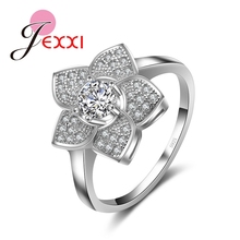 Newest 925 Sterling Silver Flower Rings For Women Fashion Elegant White CZ Crystal Anniversay Engagement Fingere Ring GIft 2024 - buy cheap