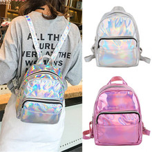 New Fashion Women laser Backpack Travel Shoulder Bag Girls Ladies PU Leather Rucksack 2024 - buy cheap