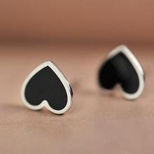 Real New Black Heart Stud Earrings for Women Girls Fashion brincos brinco 2024 - buy cheap