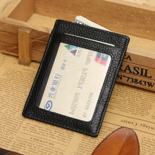 New Design Men Genuine Leather Card Holder Package Ultrathin Black New Fashion Bus ID Cards Holders For Men Women Free Shipping 2024 - buy cheap
