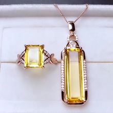 Pedra preciosa e colar nobre, tamanho grande, amarelo, citrino, joia para mulheres, com gema natural 925, economicamente eficaz 2024 - compre barato