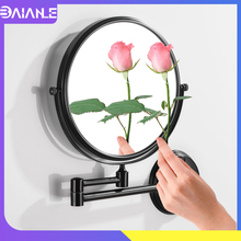 Bathroom Mirrors Black Stainless Steel Toilet Cosmetic Mirror Wall Mounted 8 inch Round Folding Make Up Mirror Magnifying 2 Face 2024 - buy cheap