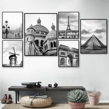 Impresión de París, paisaje de la ciudad de Francia, póster de fotografía, imágenes de pared en blanco y negro, pintura en lienzo, decoración artística de pared del hogar 2024 - compra barato