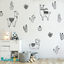 Calcomanías de Alpacas y cactus para la habitación de los niños, pegatinas DIY para la habitación del bebé, decoración de animales adorables para la pared, Llama, JW302 2024 - compra barato