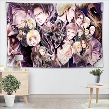 Tapeçaria de tecido de attack on titan, decoração de parede para decoração de casa, aniversário, tenda de acampamento, almofada de dormir, viagem 2024 - compre barato