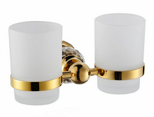 Crystal+ Brass+Glass Bathroom Accessories Gold double cup Tumbler Holders,Toothbrush Cup Holders CY015 2024 - buy cheap