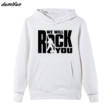 Casaco de fleece de gola redonda com capuz, jaqueta queen rock music band queen, vamos rock you, masculina fashion de lã, jaqueta de estrela 2024 - compre barato