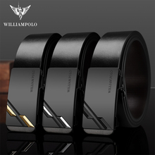Williams Polo-Cinturón de piel auténtica para hombre, cinturón de diseño de moda para joven, de marca de lujo, hebilla automática, 100% 2024 - compra barato
