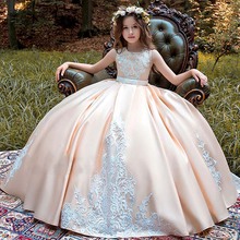 New Long Sleeve First Communion Dresses O-neck with Bow Sash Flower Girl Dresses Ball Gowns Custom Made Vestidos 2024 - buy cheap