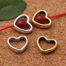 Contas espaçadoras vazadas de coração e prata tibetano 20-faça você mesmo joias brincos para pulseiras 2024 - compre barato