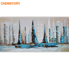 Chenistory-quadro abstrato para arte em parede, barco a vela, faça você mesmo, pintura por números, arte moderna para sala de estar 2024 - compre barato