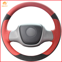 MEWANT-Funda de cuero genuino para volante de coche, accesorio para Interior de Fortwo inteligente, color rojo y negro 2024 - compra barato