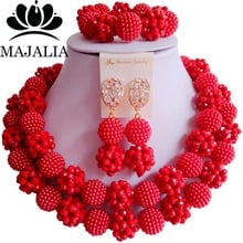 Luxury Nigeria Wedding african beads jewelry set red Crystal necklace Bridal Jewelry Sets Free shipping G-77 2024 - buy cheap