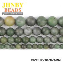 Jnby pedra verde africana fosca, pedra natural, alta qualidade, redonda, contas soltas, 6/8/10/12mm, acessórios para confecção de joias, faça você mesmo 2024 - compre barato