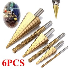 6Pcs/set high speed steel twist drill bit Titanium Coated HSS Drill &step drill  HSS 4241 Steel Large Step Cone Titanium Coated 2024 - buy cheap