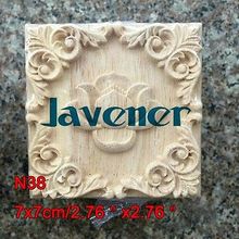 N38 -7x7cm madera tallada cuadrado largo aplique flor marco puerta calcomanía trabajo carpintero 2024 - compra barato