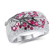 Anéis de árvore banhados a prata, anéis da moda para mulheres, zircônia completa, joias de festa de casamento 2024 - compre barato
