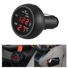 VODOOL-voltímetro Digital LED 3 en 1 para coche, termómetro con pantalla, cargador de carga USB para teléfono, tableta y GPS, 12/24V 2024 - compra barato