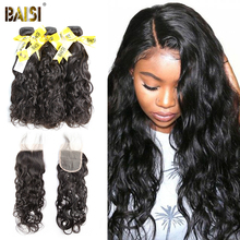 BAISI Hair-Cabello Humano ondulado peruano, 100% de cabello Virgen sin procesar, con cierre, 3 mechones 2024 - compra barato