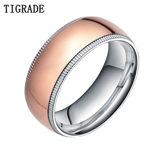 Tigrade 8 мм титановое кольцо обручальное кольцо из розового золота ремешок для мужчин обручальные ювелирные изделия Полировка купол Простые Кольца для женщин кольца для пар 2022 - купить недорого