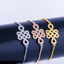 Wholesale Chinese Knot Connectors Jewelry Accessories Micro Pave Zircon Brass Jewelry Charm Bracelet Fit Women Handmade Gift 2024 - buy cheap