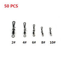 50pcs 2/4/6/8/10# Fishing Swivels Connector Rolling Swivel Interlock Snap Fishing Hook Lure Connector Fishhook Terminal Tackles 2024 - buy cheap