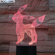 BOCHSBC Colorful Cartoon 3D Illusion Lights Acrylic Night Light Touch the Button Changing 7 Colors Table Lamp Art Light Lampara 2024 - buy cheap