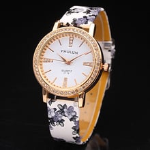 Relógio de luxo feminino, com strass, em couro, moda casual para mulheres 2024 - compre barato