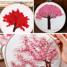 Kit DIY de bordado de flores Sakura, bordado de punto de cruz para principiantes, pintura para mosaico con aro bordado, decoración del hogar 2024 - compra barato