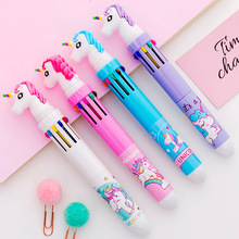 Bolígrafo multicolor de 10 colores para niños, bolígrafo de dibujo animado, Animal, flamenco, unicornio, papelería escolar, regalo 2024 - compra barato