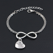 2020 New Sister Love Heart Charms Bracelets DIY Handmade Link Chain Infinity Bracelets for Women Fashion Jewelry 2024 - buy cheap