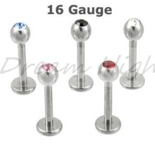 Free Shipping Lip piercing Labret  Ring Stud Nail Gem 3mm Ball 16G Bar 316l Surgical steel 100% Guarantee 2024 - buy cheap