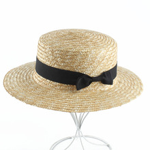 Sombrero de paja Natural para padres e hijos, gorro de sol plano con lazo, para playa, talla S,L, 2019 2024 - compra barato