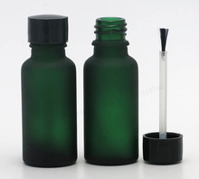 12pcs/lot 20ml  Empty  frost green glass bottle Nail polish bottle  2/3oz essential oil  container with brush cap 2024 - buy cheap