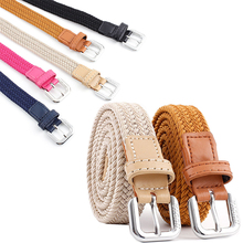 Fashion Womens Vivid Braided Casual PU Canvas weaving Narrow Thin Buckle Strap Waist Belt Candy Waistband Belt Metal buckle 2024 - buy cheap