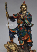 Bi0011667 9 "китайские бронзовые Перегородчатые фэн-шуй Гуань Гонг гуаню держать дракона меч статуя 2024 - купить недорого