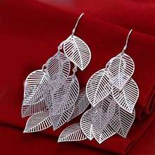 Free Shipping!!Wholesale 925 Silver Earring,925 Silver Fashion Jewelry,Gloss Leaves Earrings SMTE214 2024 - buy cheap