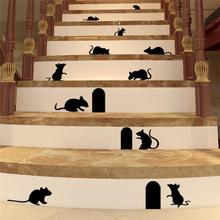 Cute 3d Vivid Mouse Hole Wall Stickers For Stairs Baseboard Home Decoration Diy Vinyl Decals Funny Rat Animals Mural Art 2024 - buy cheap