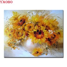 Pintura por números, cuadro de girasol con diamantes 3D, bordado de diamantes de imitación, punto de cruz, mosaico de diamantes 5D 2024 - compra barato