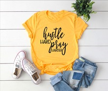 Футболка Hustle hard pray hard, Повседневная футболка со слоганом христианского Иисуса, модная забавная одежда, топы 2024 - купить недорого