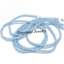 Wholesale 5 Strands 85cm/Strand 6mm Light Blue Glass Pearl Loose Beads Free Shipping 2024 - buy cheap