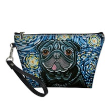 Van Pug French Bulldog Painting Women Cosmetic PU Makeup Bag Girls Female Zipper Purse Pets Pouch Beauty Organizer Case Holder 2024 - buy cheap