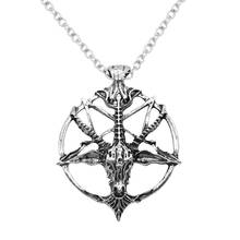 Retro Black Deacon Five-pointed Star Round Goat Head Necklace Devil Pan God Neutral Necklace Gift Hollow Sheep Skull Pendant 2024 - buy cheap