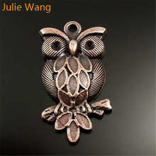 Julie Wang-amuletos de búho de Color cobre antiguo, accesorio de aleación de animales para collar, colgante, pulsera, fabricación de joyas, 5-30 Uds. 2024 - compra barato
