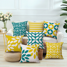 Nordic Yellow Green Geometric Printed Cushion Cover Home Decor Pillow Case Cojines Decorativos Para Sofa Pillow Cover Almofada 2024 - buy cheap