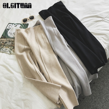 New 2020 Hot Sale Winter Knitted Women Pants High Waist Loose Ankle Length Wide Leg Pants Thicken Warm Trousers Female 2024 - buy cheap