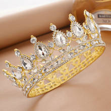Golden Plated Rhinestone Princess Tiara for Wedding Crystal Crown Prom Pageant Headband Headpiece 2024 - buy cheap