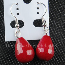 Free Shipping Fashion Jewelry Red Jad Faceted Beads Earrings 1Pair C2931 2024 - buy cheap
